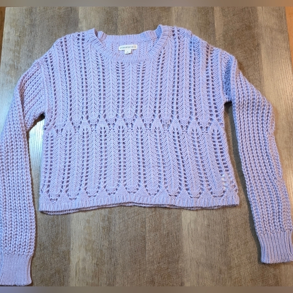 Aeropostale Lilac Cropped Knit Women's Sweater. Size S